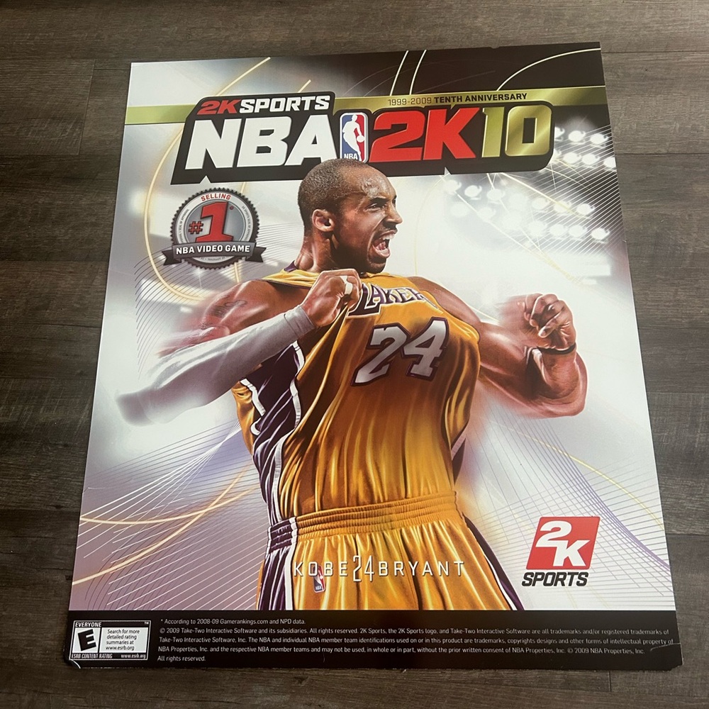 Kobe Bryant NBA 2K10 Hard Paper Plastic Advertising Poster Displays Lakers